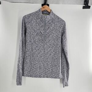 Athleta Mendoza Running Top 1/2 Zip Shirt Track Spacedye Gray Blue Medium
